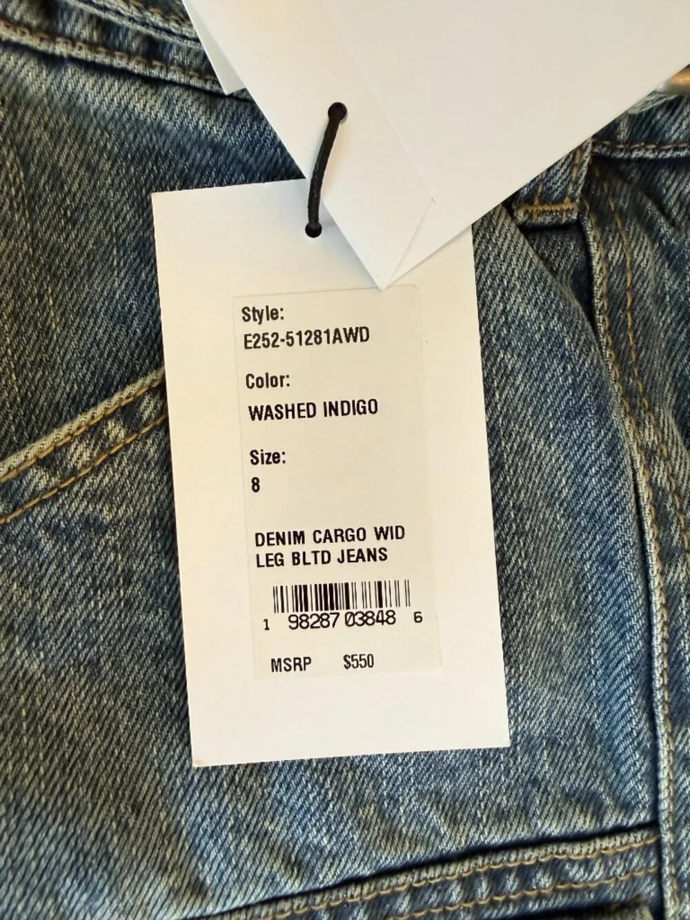 MSRP $550 - Women's 8 - Phillip Lim Blue Belted Wide-Leg Jeans - 100% Cotton